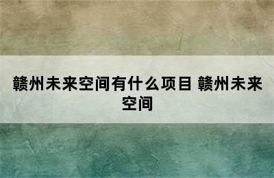 赣州未来空间有什么项目 赣州未来空间